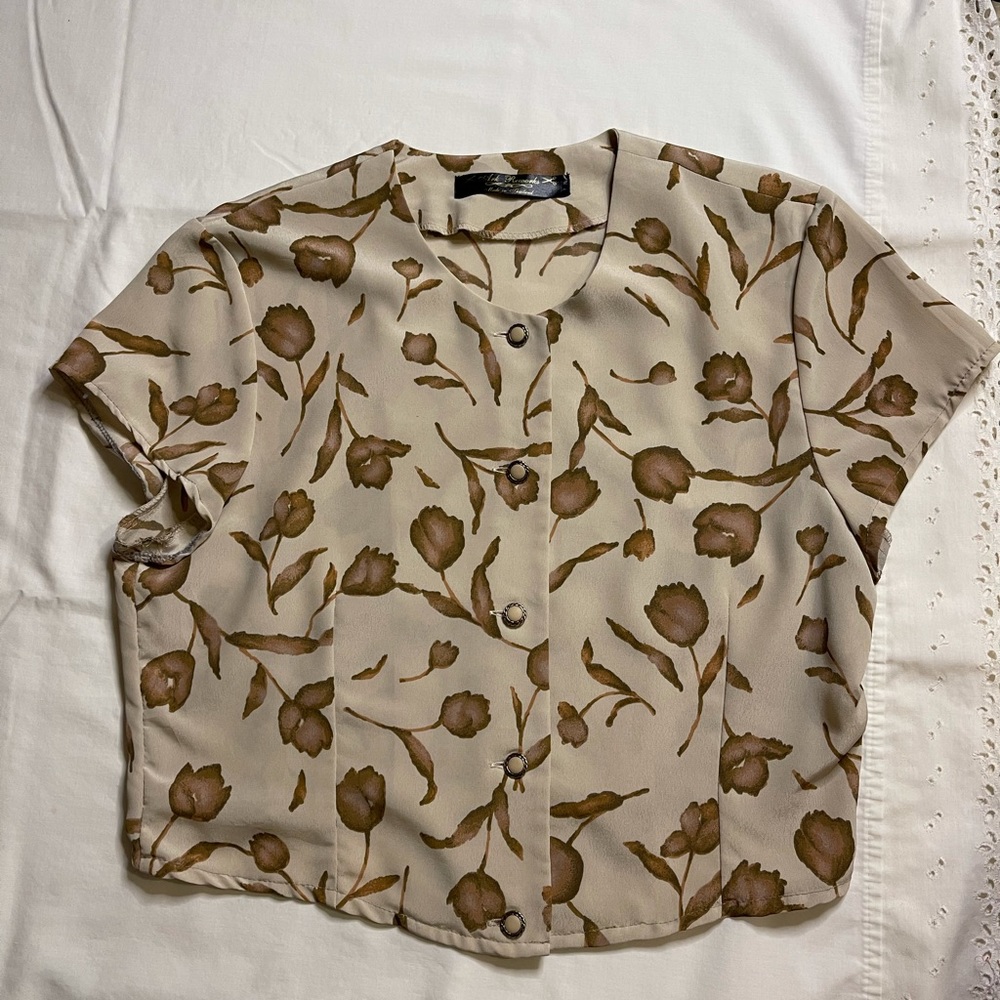 Ark Reworks button up crop top blouse - Picture 3 of 4